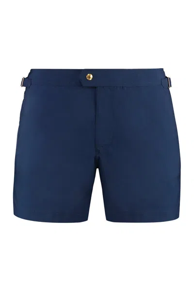 Shop Tom Ford Nylon Swim Shorts In Blue