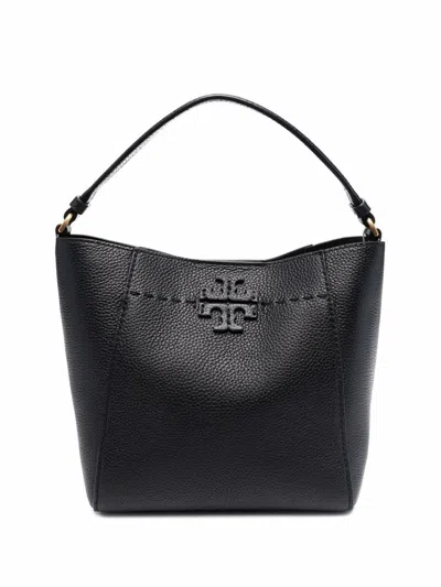 Shop Tory Burch Mcgraw Small Leather Bucket Bag In Black