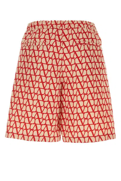 Valentino Bermuda In Faille Di Seta Con Stampa Toile Iconographe All Over In Multicolor