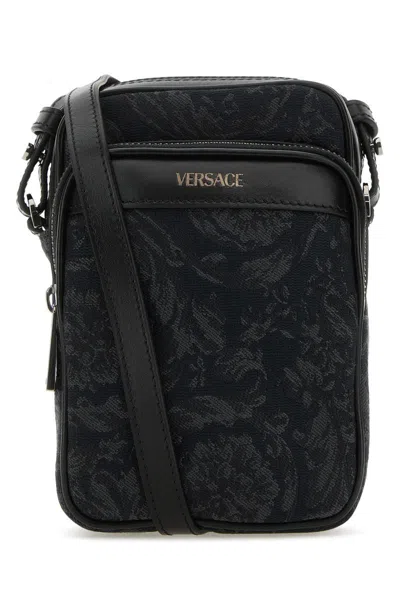 Shop Versace Shoulder Bags In Blackblack