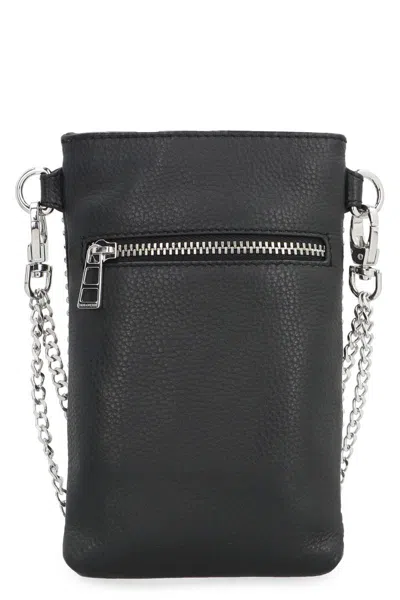 Shop Zadig & Voltaire Zadig&voltaire Rock Leather Mobile Phone Case In Black