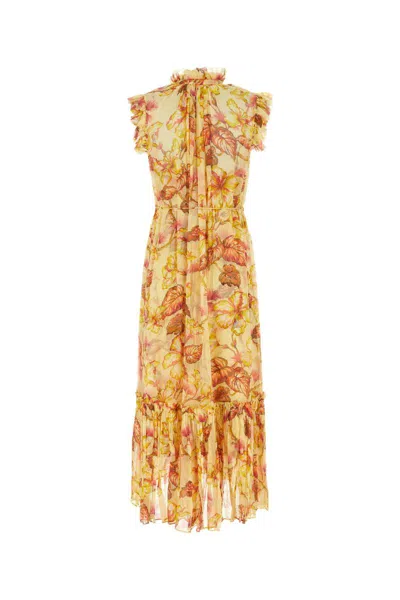Shop Zimmermann Dress In Yellowhibiscus
