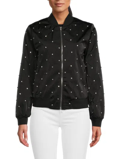 Shop Wdny Women's Quilted Bomber Jacket In Black