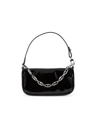 Shop By Far Women's Rachel Mini Patent Leather Top Handle Bag In Black