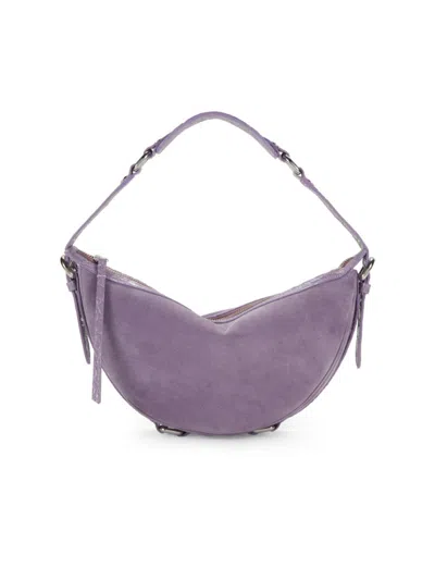 Shop By Far Women's Suede Half Moon Shoulder Bag In Purple