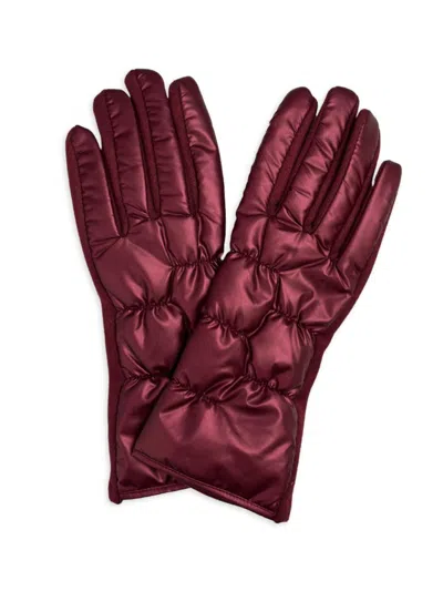 Shop Marcus Adler Women's Puffer Gloves In Burgundy