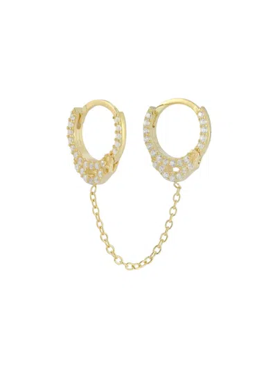 Shop Chloe & Madison Women's 14k Gold Plated & Cubic Zirconia Double Piercing Huggie Earrings In Yellow Gold