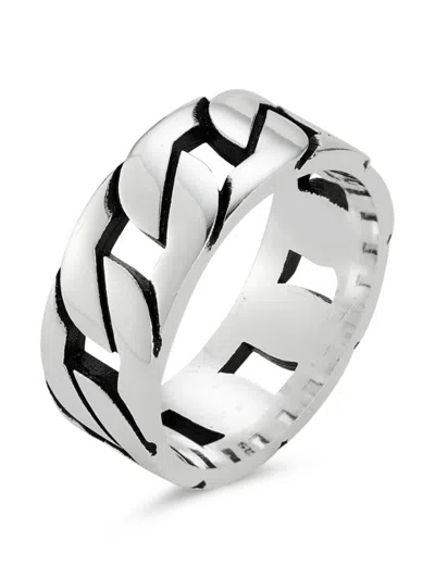Shop Yield Of Men Men's Rhodium Plated Sterling Silver Curb Ring