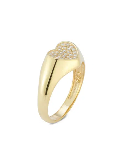 Shop Sphera Milano Women's 14k Gold Vermeil Cubic Zirconia Heart Signet Ring