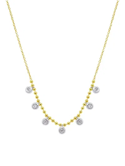 Shop Meira T Women's 14k Two Tone Gold & 0.17 Tcw Diamond Ball Chain Necklace/18"