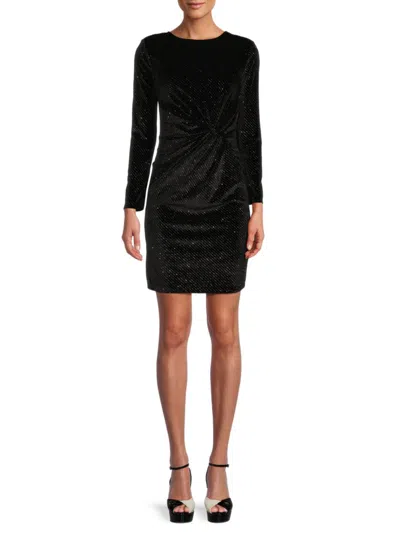 Shop Lea & Viola Women's Velvet Speckled Mini Dress In Black