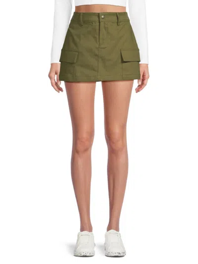 Shop Lea & Viola Women's Solid Mini Cargo Skirt In Olive