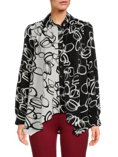 Patrizia Luca Oversize Colorblock Button-up Shirt In Black