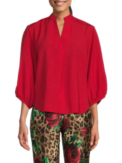 Shop Patrizia Luca Women's Solid Splitneck Top In Red