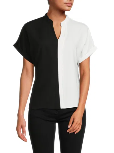 Shop Patrizia Luca Women's Colorblock Top In Black White