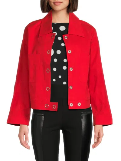 Shop Patrizia Luca Women's Grommet Boxy Jacket In Red