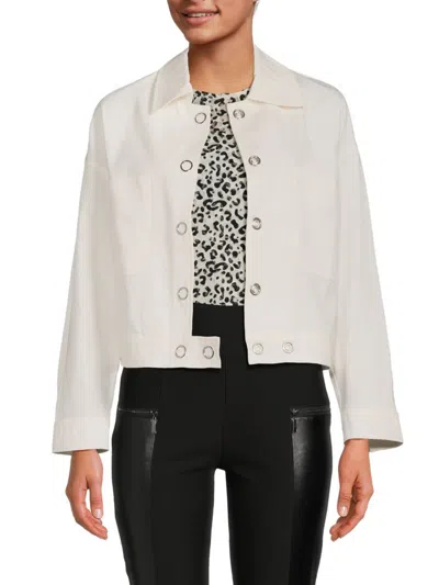 Shop Patrizia Luca Women's Grommet Boxy Jacket In Off White
