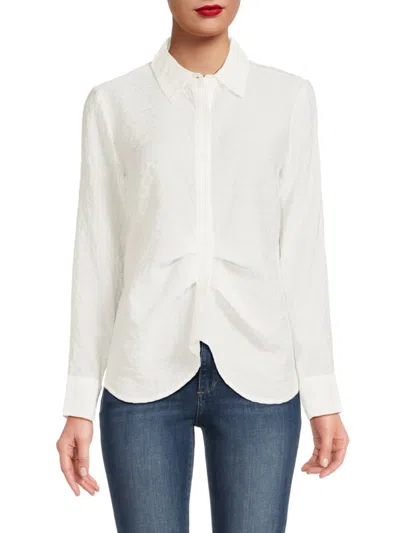 Shop Patrizia Luca Women's Textured Button Up Shirt In Off White