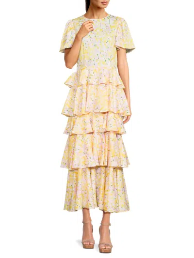 Shop Area Stars Women's Chelsea Floral Tiered Maxi Dress In Yellow