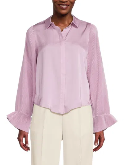Shop Area Stars Women's Peri Pleated Sleeve Twofer Shirt In Light Purple