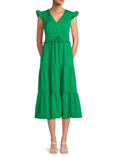 Shop Area Stars Women's Etten Ruffle Tiered Midi Dress In Green