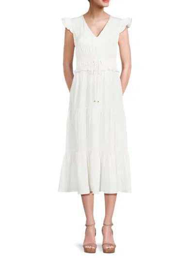 Shop Area Stars Women's Etten Ruffle Tiered Midi Dress In White