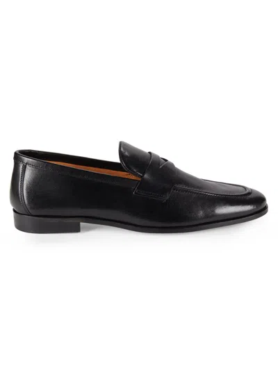 Shop Saks Fifth Avenue Men's Toby Leather Penny Loafers In Black