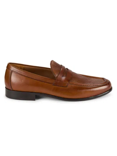 Shop Saks Fifth Avenue Men's Marcus Leather Penny Loafers In Tan