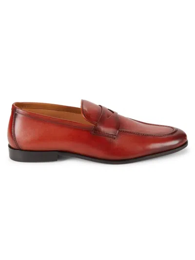 Shop Saks Fifth Avenue Men's Toby Leather Penny Loafers In Mahogany