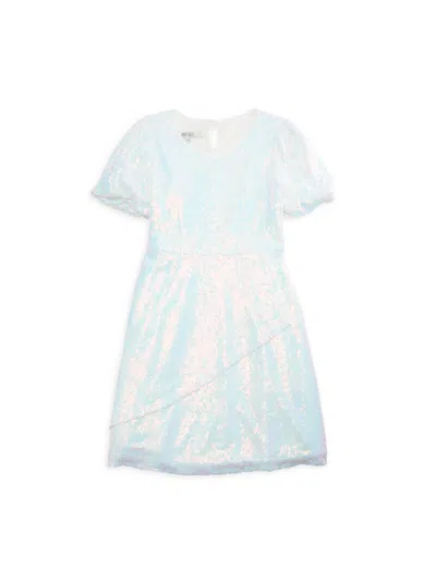 Shop Badgley Mischka Girl's Carly Sequin Dress In White Multi