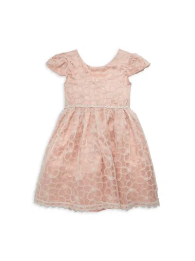 Shop Badgley Mischka Little Girl's Kylie A Line Dress In Ivory Pink