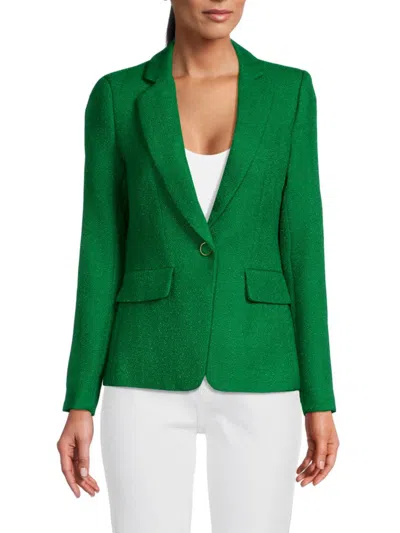 Shop Central Park West Women's Simone Tweed Blazer In Emerald