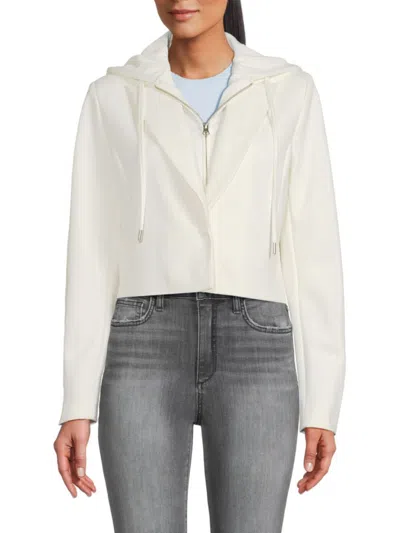 Shop Central Park West Women's Dickie Hooded Cropped Blazer In White