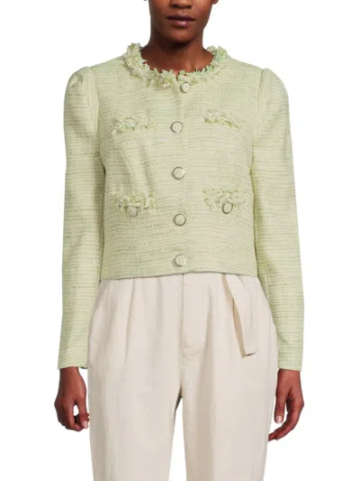 Shop Central Park West Women's Maizie Tweed Jacket In Green Multi