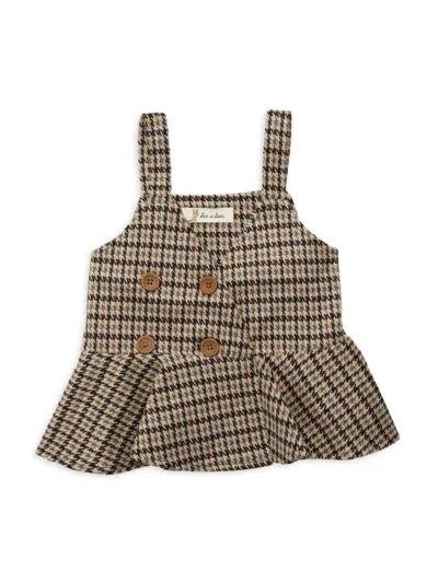 Shop Doe A Dear Little Girl's Houndstooth Flounce Vest In Brown