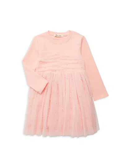 Shop Doe A Dear Little Girl's Faux Pearl Gathered Dress In Pink