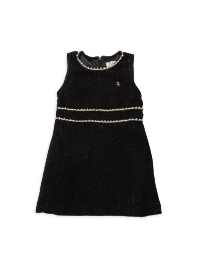 Shop Doe A Dear Little Girl's Faux Pearl Tweed Dress In Black