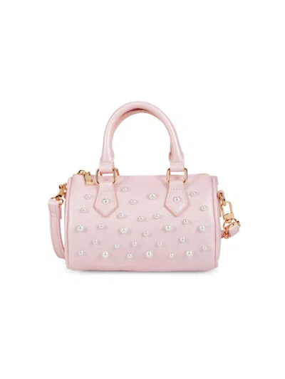 Shop Doe A Dear Girl's Faux Pearl Top Handle Bag In Pink