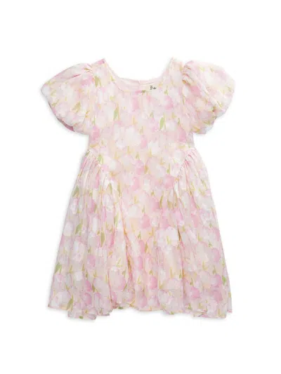 Shop Doe A Dear Little Girl's Floral Dress In Pink