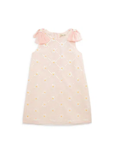 Shop Doe A Dear Little Girl's Daisy Bow Shift Dress In Pink