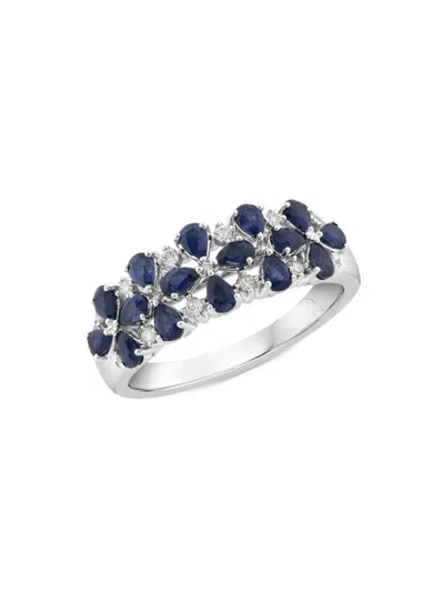 Shop Saks Fifth Avenue Women's 14k White Gold, Sapphire & Diamond Ring