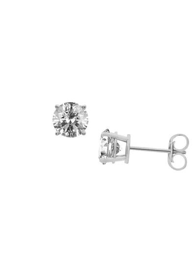 Shop Saks Fifth Avenue Women's 14k Gold & Diamond Stud Earrings In White