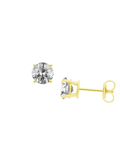 Shop Saks Fifth Avenue Women's 14k Gold & Diamond Stud Earrings In Yellow