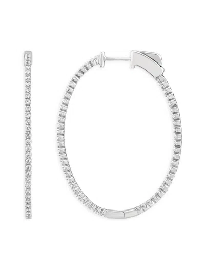 Shop Saks Fifth Avenue Women's 14k Gold & 0.95 Tcw Lab Grown Diamond Hoop Earrings In White