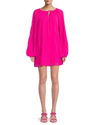 Shop Line & Dot Women's Kayla Pleated Tunic Shift Dress In Fuchsia