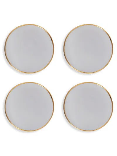 Shop Aerin Elia 4-piece 18k Yellow Goldplated & Ceramic Plate Set In Grey
