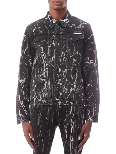 Shop Hvman Men's Pain Splatter Denim Jacket In Black Opium