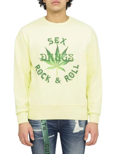 Shop Cult Of Individuality Men's Sex, Drugs, & Rock N Roll Sweatshirt In Lemon