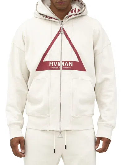 Shop Hvman Men's Logo Graphic Zip Hoodie In Cream