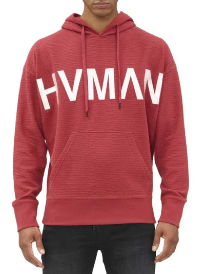 Hvman Logo Waffle Knit Pullover Hoodie In Rosewood